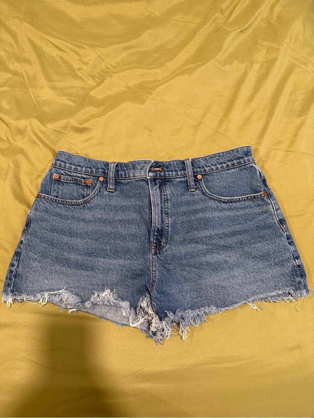 Madewell Frayed Hem Denim Shorts - Blue